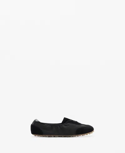 Mango Mixed Suede Trainers In Black