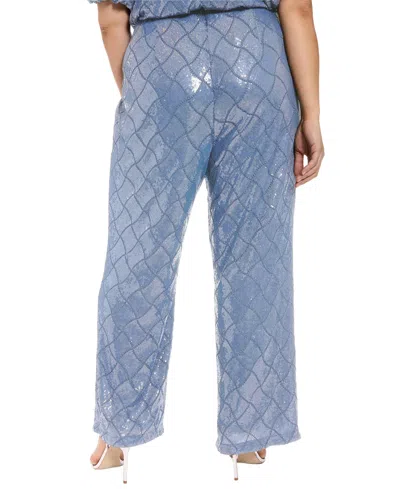 Muse Plus Size Sequined Pull-on Pants In Blue