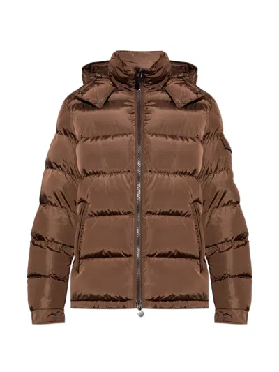 Moncler Maya Matte Short Down Jacket In Brown