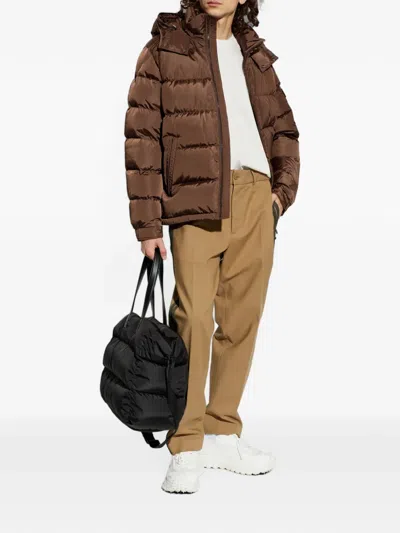 Moncler Maya Matte Short Down Jacket In Brown