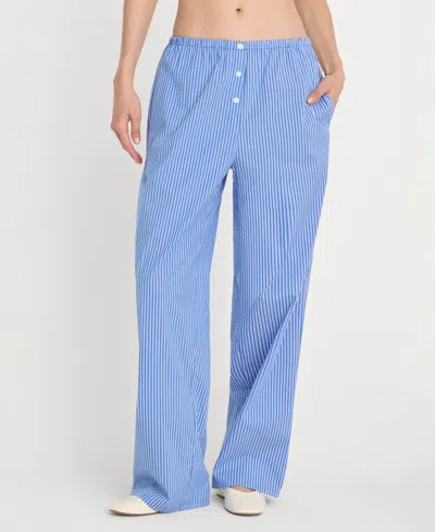 Good American Poplin Pull-on Pants In Blue