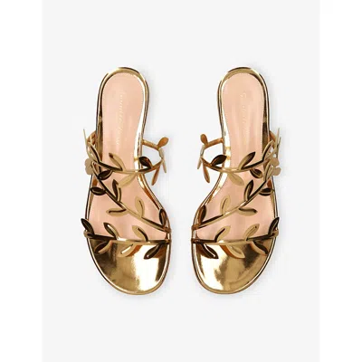 Gianvito Rossi Woman Sandals Gold Size 6 Leather In Animal Print