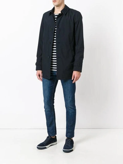 Herno Classic Buttoned Coat In Blue