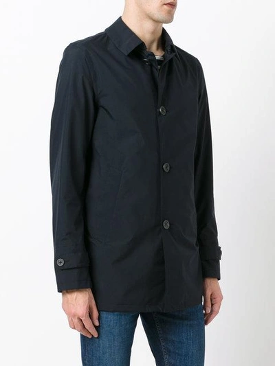 Herno Classic Buttoned Coat In Blue