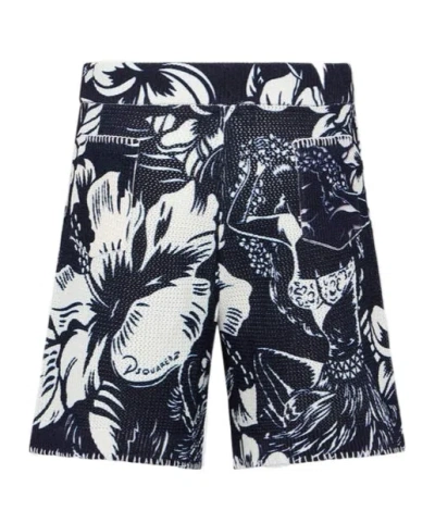 Dsquared2 Floral-pattern Shorts In Blue