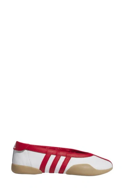 Adidas Originals Taekwondo Mei Leather Ballerina Shoes Contrast Trim In Red