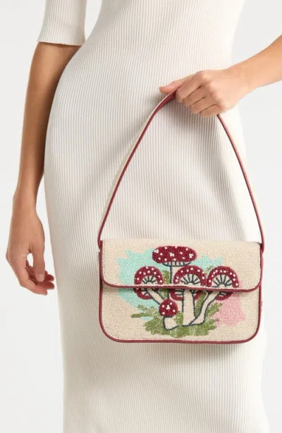 Staud Tommy Bead-embellished Satin Shoulder Bag In Neutral