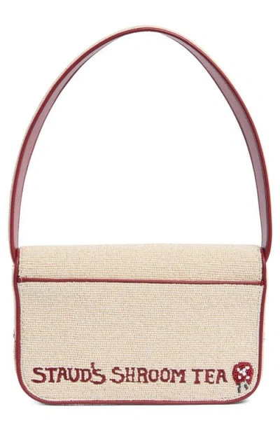 Staud Tommy Bead-embellished Satin Shoulder Bag In Neutral