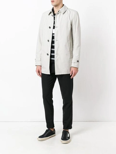 Herno Classic Buttoned Coat In Neutrals