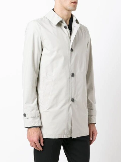 Shop Herno Classic Buttoned Coat In Neutrals