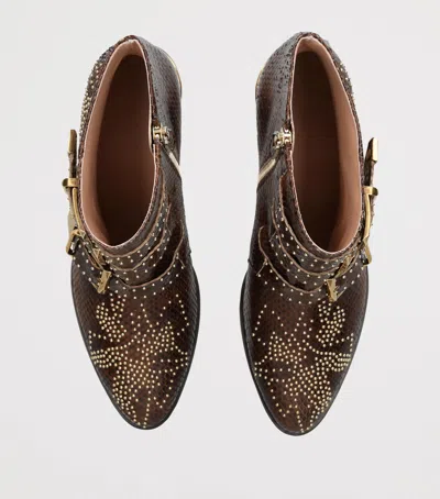 Chloé Womens Chloe Susan Python-effect Leather Boots In Brown