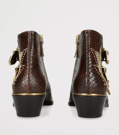 Chloé Womens Chloe Susan Python-effect Leather Boots In Brown
