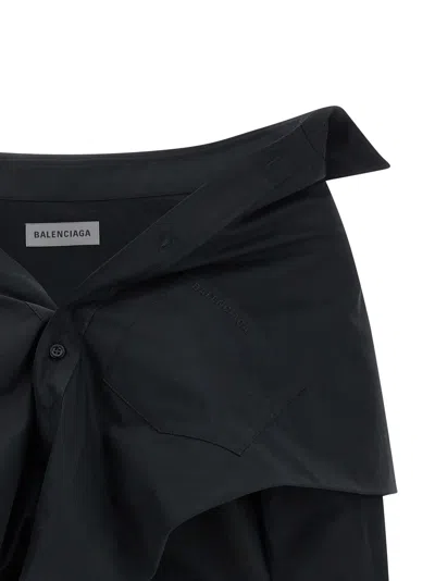 Balenciaga Off Shoulder Crop Shirt Long Sleeves In Black