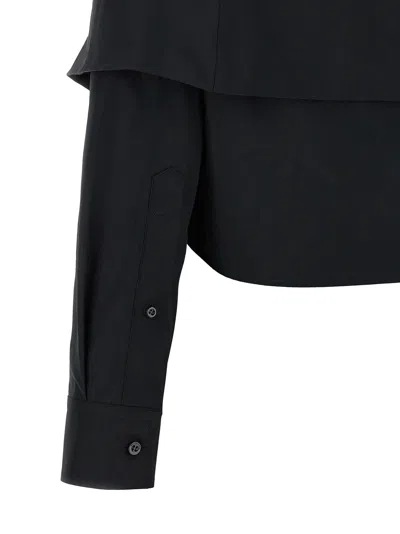 Balenciaga Off Shoulder Crop Shirt Long Sleeves In Black