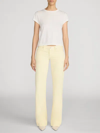 Frame The Anchor High Rise Wide Leg Ankle Jeans In Lemon In Green