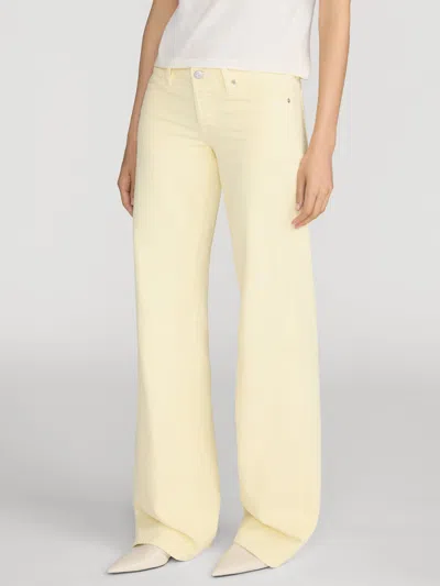 Frame The Anchor High Rise Wide Leg Ankle Jeans In Lemon In Green