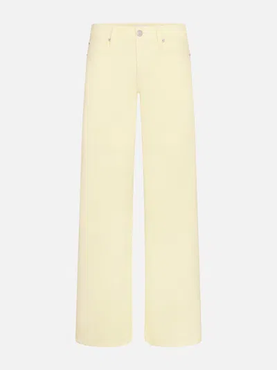 Frame The Anchor High Rise Wide Leg Ankle Jeans In Lemon In Green