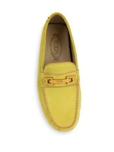 Shop Tod's Gommini Suede Drivers In Hot Sun