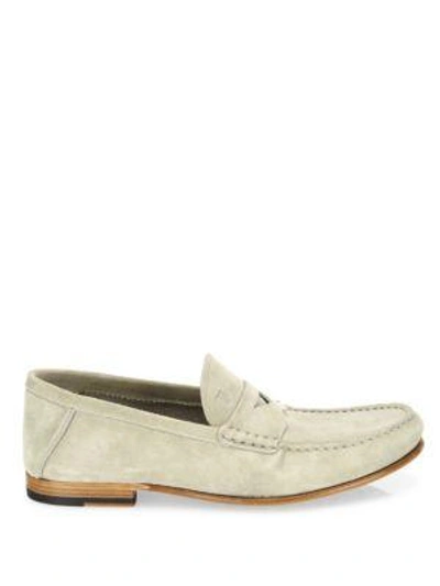 Shop Tod's Suede Penny Loafers In Ivory