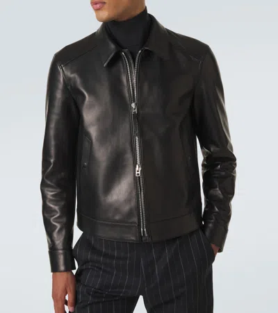 Tom Ford Leather Jacket Buttoned Cuffs Collared Front Pockets In Multi