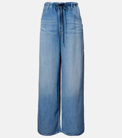 Agolde Shaw Drawstring Wide Leg Jeans In Script In Blue