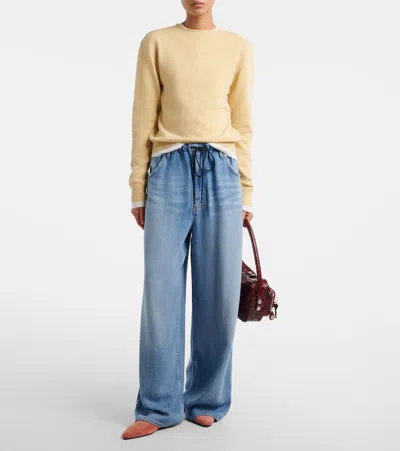 Agolde Shaw Drawstring Wide Leg Jeans In Script In Blue