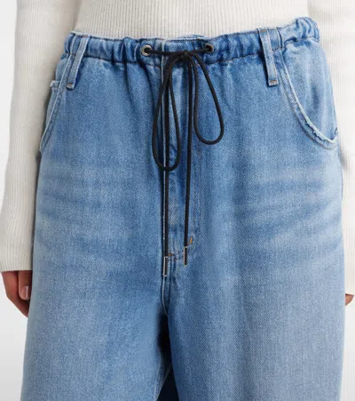 Agolde Shaw Drawstring Wide Leg Jeans In Script In Blue
