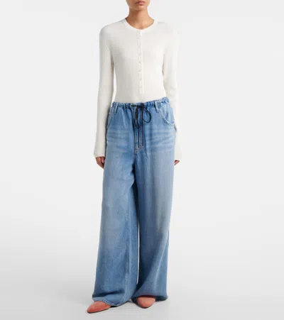 Agolde Shaw Drawstring Wide Leg Jeans In Script In Blue