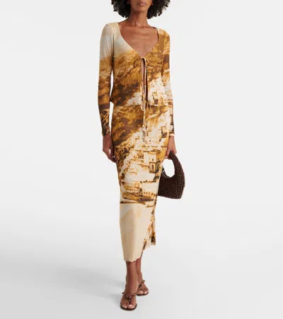 Staud Avani Printed Mesh Top In Multi