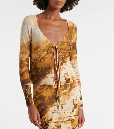 Staud Avani Printed Mesh Top In Multi