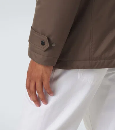 Kiton Suede-trimmed Technical Jacket In Brown
