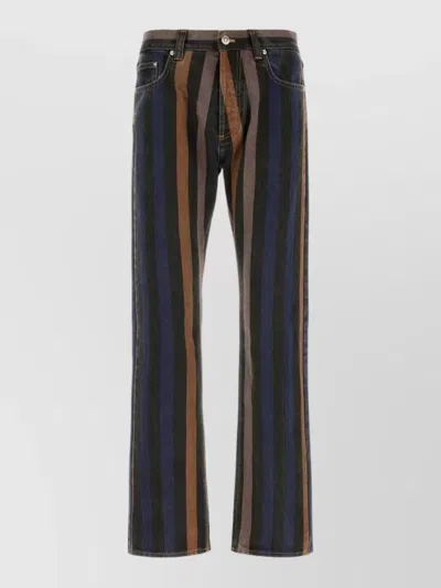 Versace Denim Jeans Striped Pattern Belt Loops In Multi