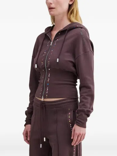 Eckhaus Latta Stud-embellishment Hoodie In Brown