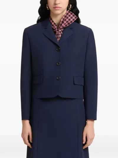 Marni Deep Blue Techno Wool Jacket In Blue