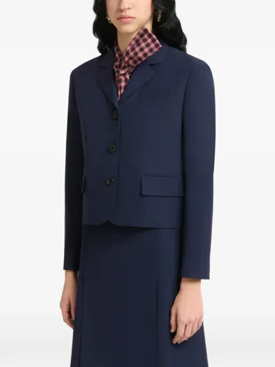 Marni Deep Blue Techno Wool Jacket In Blue
