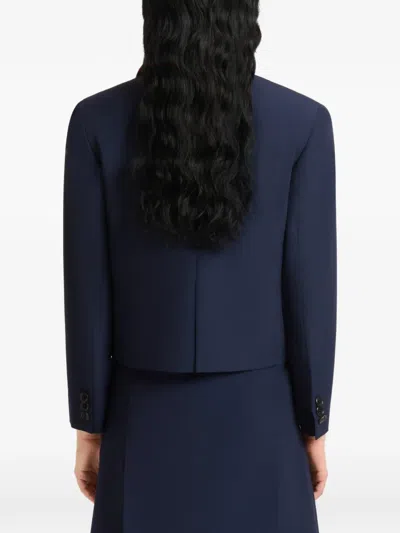 Marni Deep Blue Techno Wool Jacket In Blue