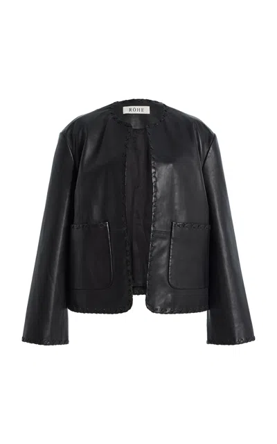 Rohe Whipstitch-trim Collarless Jacket In Black