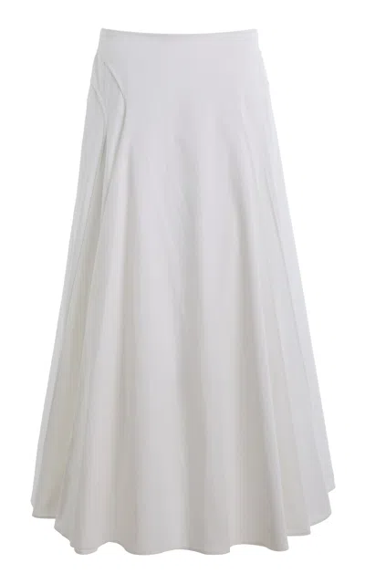 Another Tomorrow Panelled Cotton-poplin Maxi Skirt In White