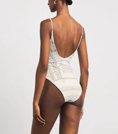 Tory Burch Printed Low-back Swimsuit In Multi