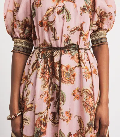 Zimmermann Womens Mauve Jacobean Aster Billow Silk Maxi Dress Xl In Brown
