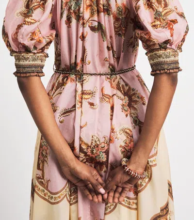 Zimmermann Womens Mauve Jacobean Aster Billow Silk Maxi Dress Xl In Brown