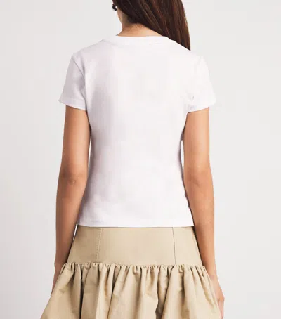 Ganni Baby Fit Raspberry T-shirt In Bright White