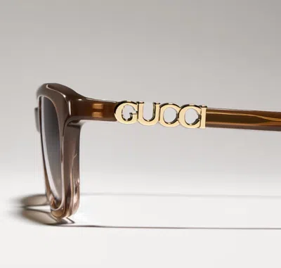 Gucci Rectangular-frame Sunglasses In Brown