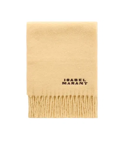 Isabel Marant Firny Fringed Embroidered Alpaca-blend Scarf In Brown