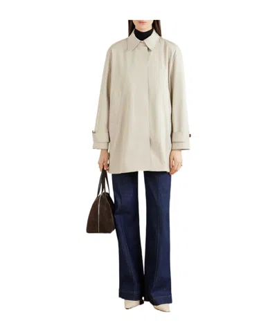 Theory Single Hidden Button Trench Coat In White