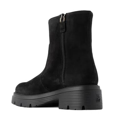 Stuart Weitzman Solid Color Suede Ankle Boots In Black