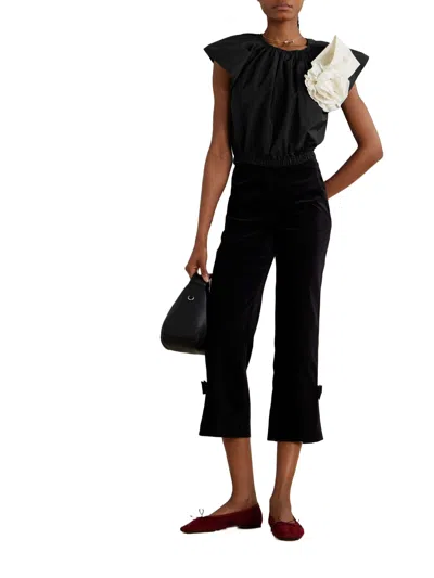 Sea Laurie Solid Flutter Sleeve Top Black In Black