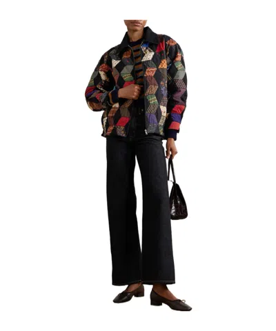 Sea Patchwork Quilted Jacket In Black