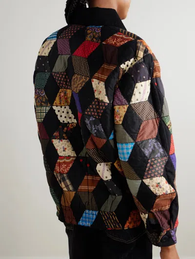 Sea Patchwork Quilted Jacket In Black