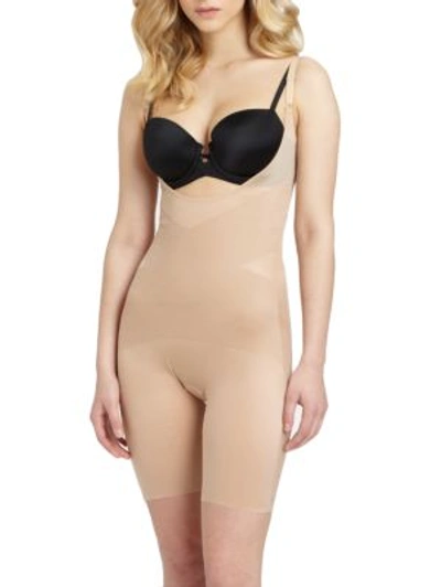 Shop Spanx Skinny Britches Open-bust Mid-thigh Shaper In Nude